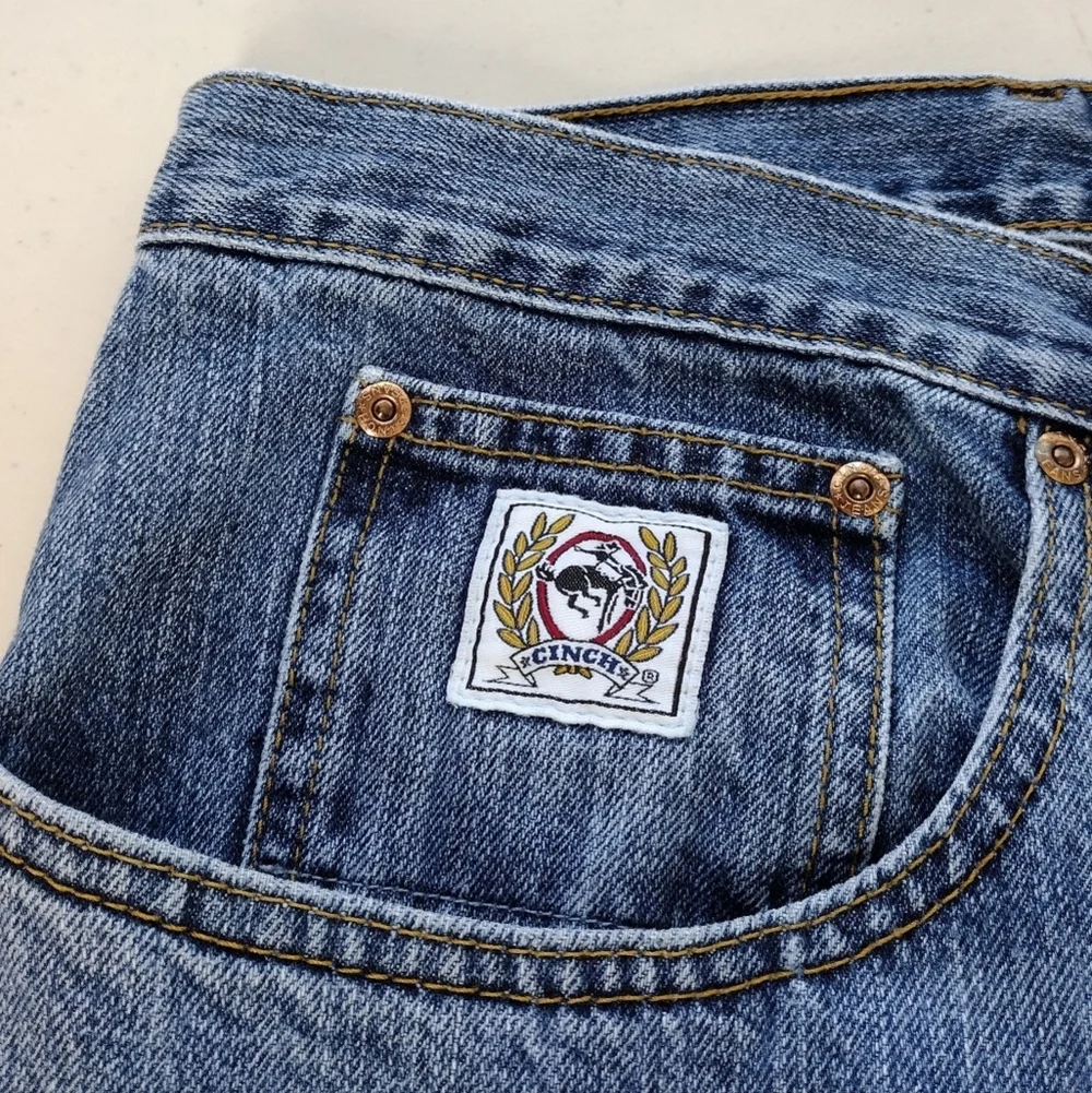 Cinch Up Men's Relaxed Fit Blue Denim White Label Casual Jeans Sz 42×36